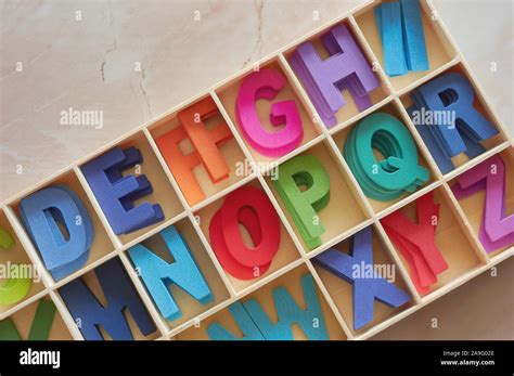 The colorful wooden alphabet toy Stock Photo - Alamy