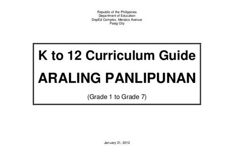 K to 12 Curriculum Guide for Araling Panlipunan