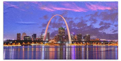 St. Louis Skyline at Dusk Gateway Arch Color Panorama Missouri Beach Towel for Sale by Jon Holiday