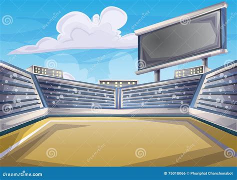 Cartoon Vector Stadium Background Score Board Empty Field Stock Vector - Illustration of brazil ...