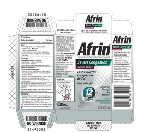 NDC 11523-7020 Afrin Severe Congestion Spray Nasal Label Information - Details, Usage & Precautions