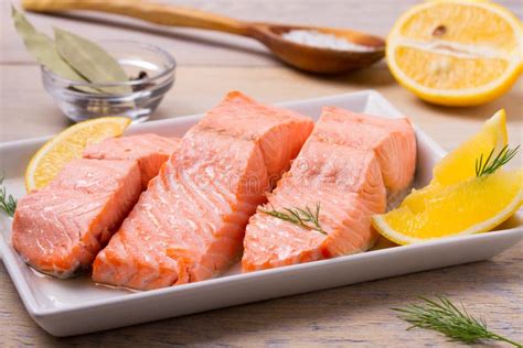Boiled Salmon On White Plate. Poached Salmon Fillet. Stock Image - Image of gourmet, closeup ...