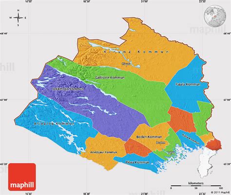 Political Map of Norrbottens Län, cropped outside