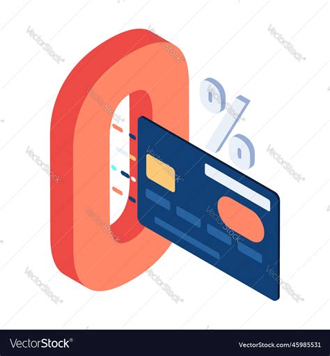 Isometric credit card with zero percent interest Vector Image