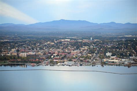 Aerial Burlington Vermont Waterfront Stock Photo – Vermont ...