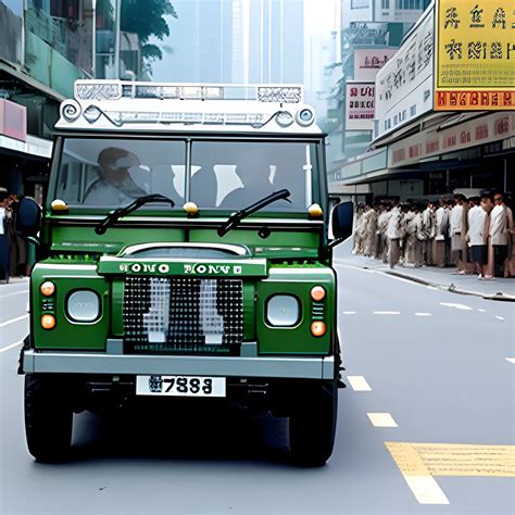 Royal Hong Kong police Land Rover driving through 1970's Hong Ko ...