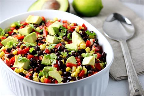 Black Bean Salad with Corn, Red Peppers, and Avocado in a Lime-Cilantro ...