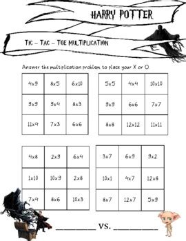 Harry Potter Tic Tac Toe Multiplication and Division | TPT