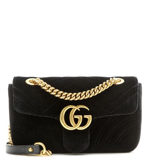 Gucci Marmont Black Velvet Bucket Bag | semashow.com