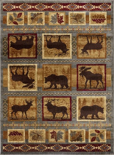 Rustic Wildlife Collage Cabin 8'x10' Area Rug | Ozark Cabin Décor LLC ...