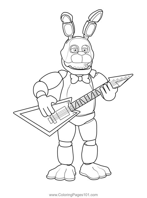 Bonnie the Rabbit FNAF Coloring Page for Kids - Free Five Nights at Freddy's Printable Coloring ...