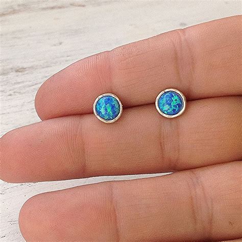 Sterling silver earringsblue opal earringsopal stud | Etsy | Opal ...