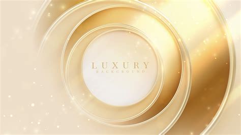 Gold circle frame with golden light effects decoration and bokeh. Luxury modern style background ...