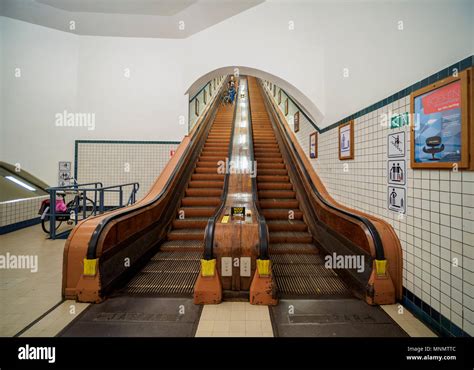 Art Deco Wooden Escalator, Pedestrian Tunnel of St Anna under the River ...