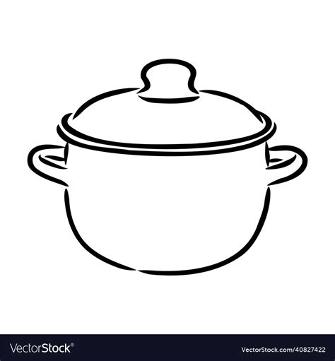 Hand drawn saucepan sketch symbol pot element Vector Image