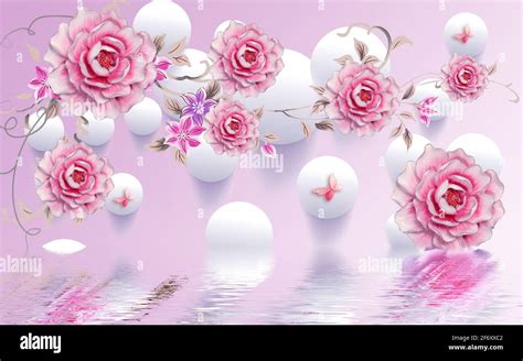 3D Illustration of beautiful pink flowers 3d background 3D Wallpaper-ILLUSTRATION Stock Photo ...