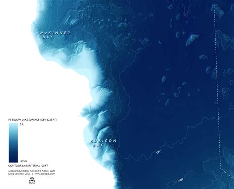 Lake Tahoe Bathymetry Lake Tahoe Map Print - Etsy