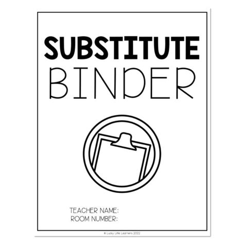 Sub Plans - Binder Cover - Lucky Little Learners