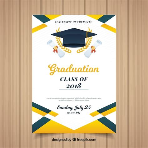 Colorful Graduation Invitation Template With Flat Design Free Vector 67660 | Hot Sex Picture