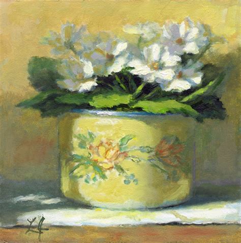 Linda's Witness in Art: Violets 5x5 oil Sold