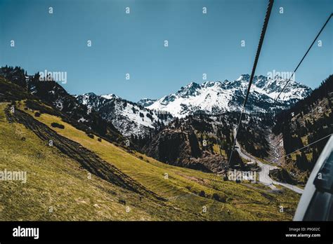 Almaty, Kazakhstan ski lift, cable car cabin at Medeo to Shymbulak ...