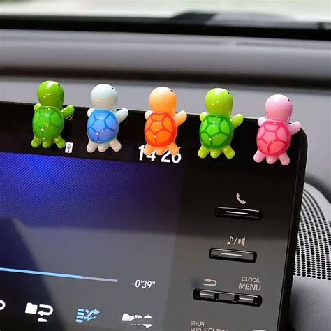 5PCS Cartoon Mini Turtle Ornament Figurine, Cute Colorful Turtle Car Decoration, Kawaii Car ...