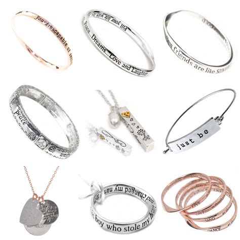 Quote Jewellery, message sayings bangles, jewellery with engraved sayings for my girlfriend ...