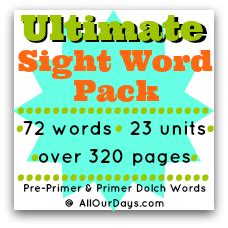 Ultimate Sight Word Pack - All Our Days | Learning sight words, Preschool sight words, Sight words