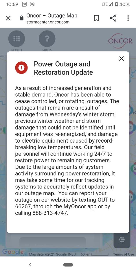 ONCOR Power Outage and Restoration Update – City of Heath, TX