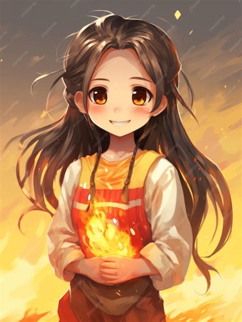 Premium Photo | An anime girl holding a fire in her hand