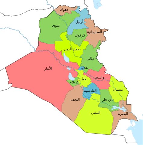 خريطة قابلة للنقر توضح مواقع المحافظات العراقية..