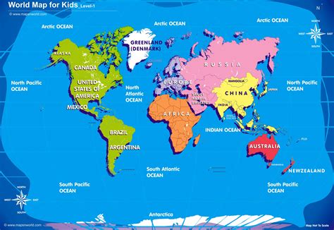 map of the world | Maps for kids, Free printable world map, Kids world map