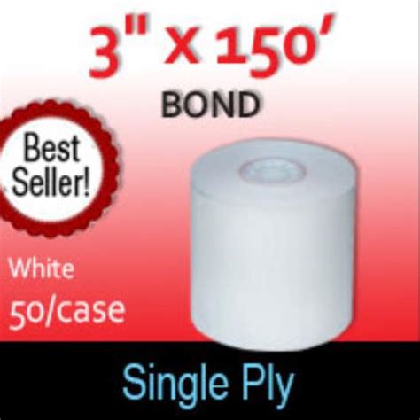 Single Ply White Bond Roll - 3" x 150' | Thermal Paper Direct