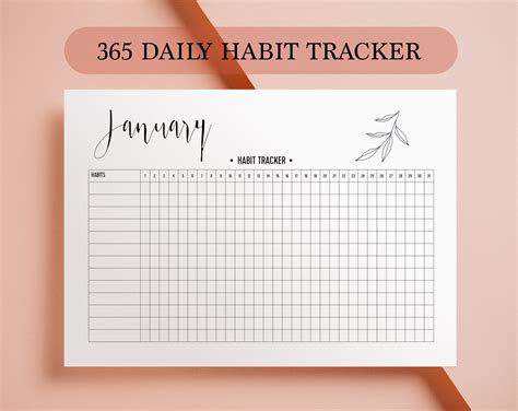 Paper A4 Monthly Habit Tracker Printable Habit Tracker Printable Daily ...