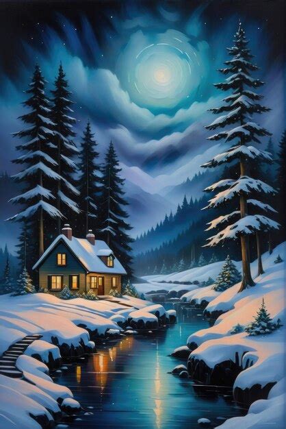 Premium Photo | A Christmas Night Landscape with a Somber Tone