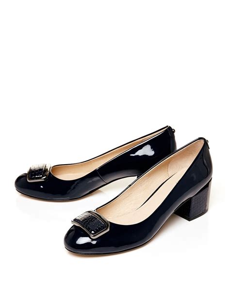 Moda in pelle Camissa Mid Block Heel Court Shoes in Blue | Lyst