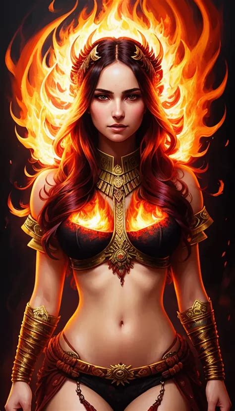 Beautiful goddess made out fire lava, - AI Photo Generator - starryai