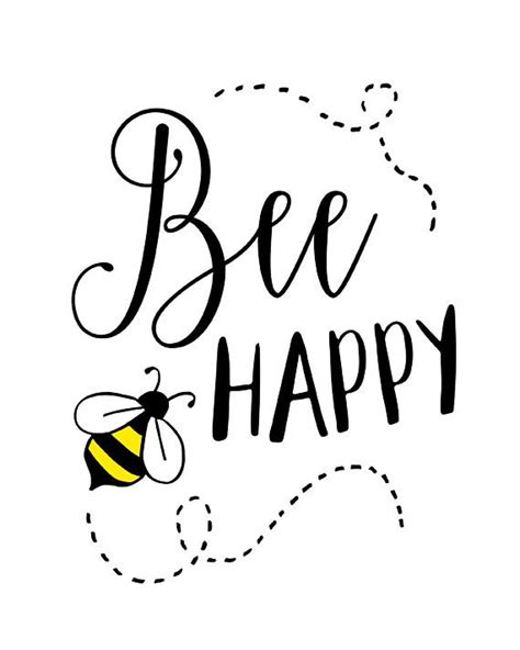 Bee Happy - Lettered Print | Abejas, Letras a mano, Dibujo de abeja