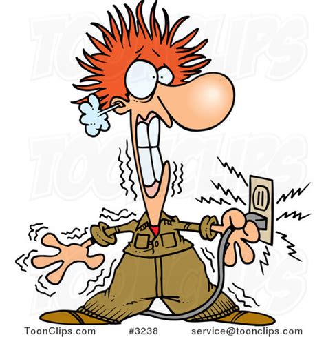 Cartoon Electrician Being Electrocuted #3238 by Ron Leishman