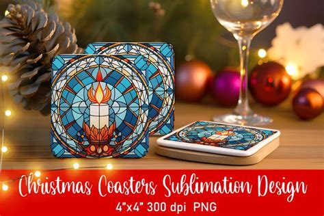 Stained Glass Christmas Drink Coaster Sublimation (3040686)