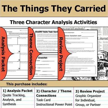 The Things They Carried - Character Analysis Packet, Theme, & Project