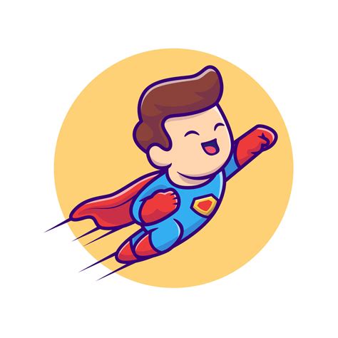 Cute Super Hero Flying Cartoon Vector Icon Illustration. People ...