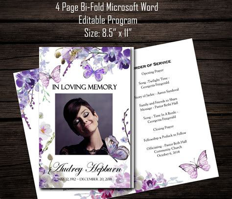 Funeral Program Template Free Printable