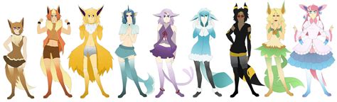 Eevee evolutions (human form.) by Kikioi on DeviantArt