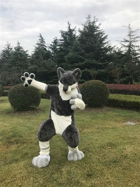 Fox Dog Mascot Fursuit Long Haired Animal Cosplay Costume - AllCosplay.com