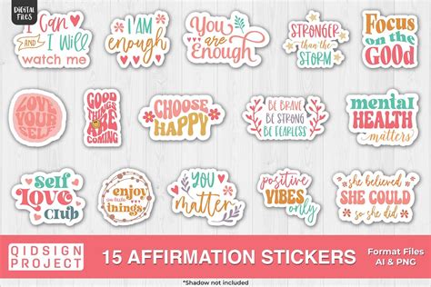 15 Affirmation Stickers Graphic by qidsign project · Creative Fabrica