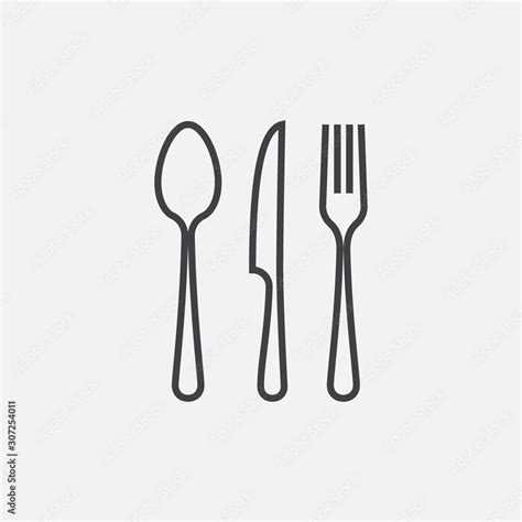 Spoon, Fork and Knife icon, Crossed symbol, restaurant Flat Vector ...