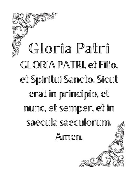 Gloria Patri in Latin Single Page Printable - Etsy