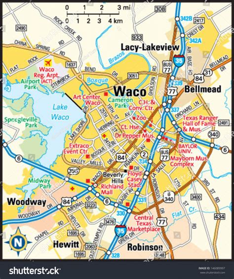 Wall Art Print – Abstract Map Print Of Waco Tx. Modern City Print ...