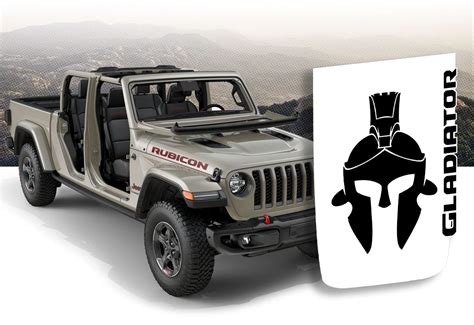 Jeep Wrangler Gladiator Rubicon Style Spartan Helmet Hood Blackout ...